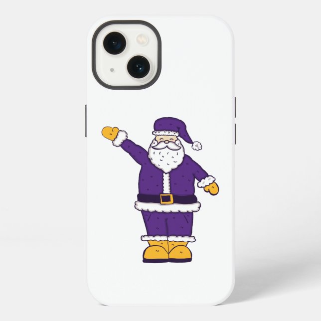 Coque iPhone Père Noël de Noël jaune violet (Verso)