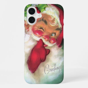 Coque iPhone 16 Plus Père Noël de Noël rétro vintage