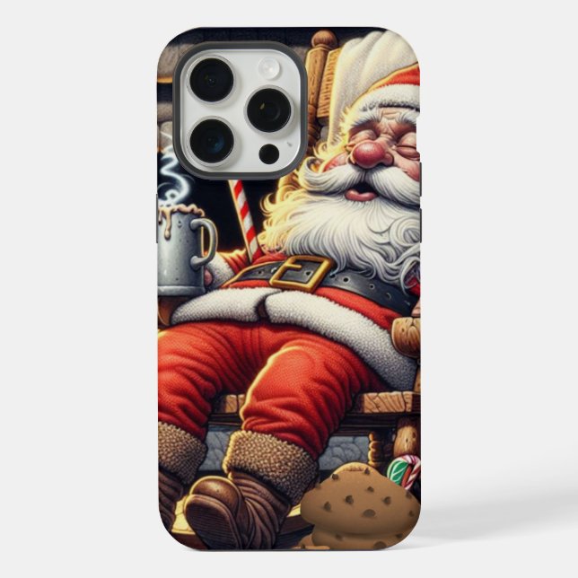 Coque iPhone Père Noël dort Noël (Verso)