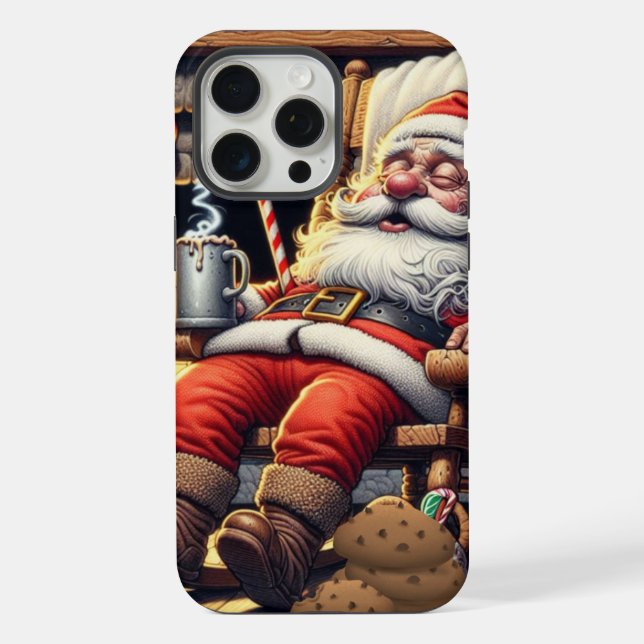 Coque iPhone Père Noël dort Noël (Verso)
