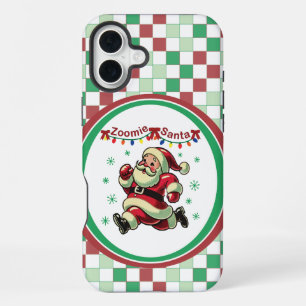 Coque iPhone 16 Plus Père Noël en mode Zoomie Noël