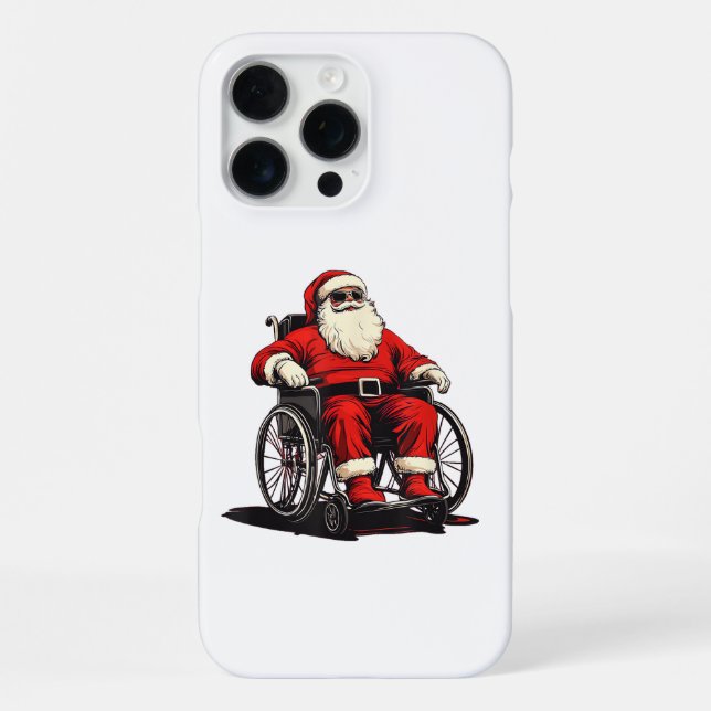 Coque iPhone Père Noël lunettes de soleil en fauteuil roulant p (Verso)