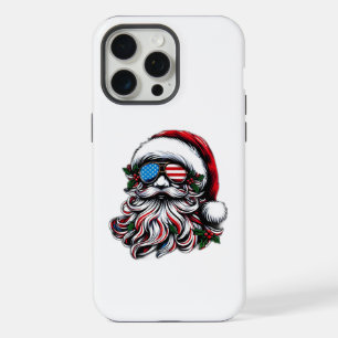 Coque iPhone 15 Pro Max Père Noël patriotique/américain de Noël