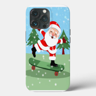 Etui iPhone 13 Pro Père noël sur skateboard