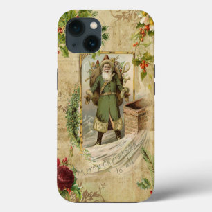 Etui iPhone 13 Père victorien Noël Ephémère florale