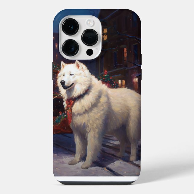 Coque iPhone Période de fêtes de Noël Samoyède (Verso)