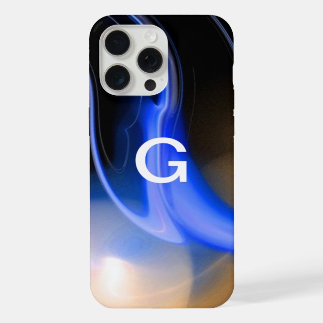 Coque iPhone PERLE ALIEN MONOGRAMME Bleu Marron (Verso)