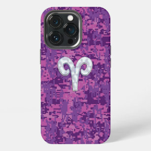 Etui iPhone 13 Pro Perle comme signe du zodiaque Bélier sur camouflag