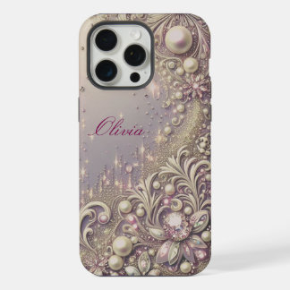Coque iPhone 15 Pro Max Perles dorées élégantes modernes et mignonnes pour