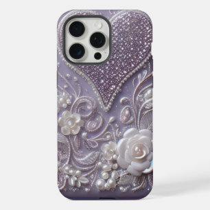 Coque iPhone 15 Pro Max Perles violettes élégantes et mignonnes pour la Sa