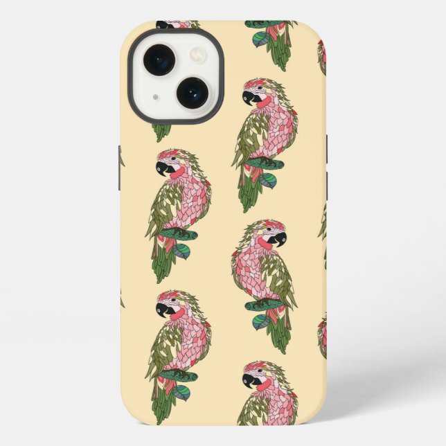Coque iPhone Perroquets de style Zentangle (Verso)