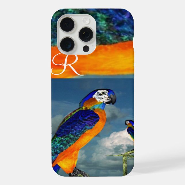 COQUE iPhone PERROQUETS HYPER / MONOGRAMME ARA BLEU (Verso)