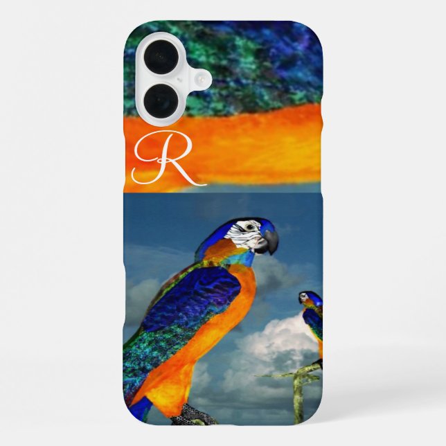 COQUE iPhone PERROQUETS HYPER / MONOGRAMME ARA BLEU (Verso)