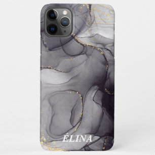 Coque iPhone 11Pro Max Personalised black and white marble name