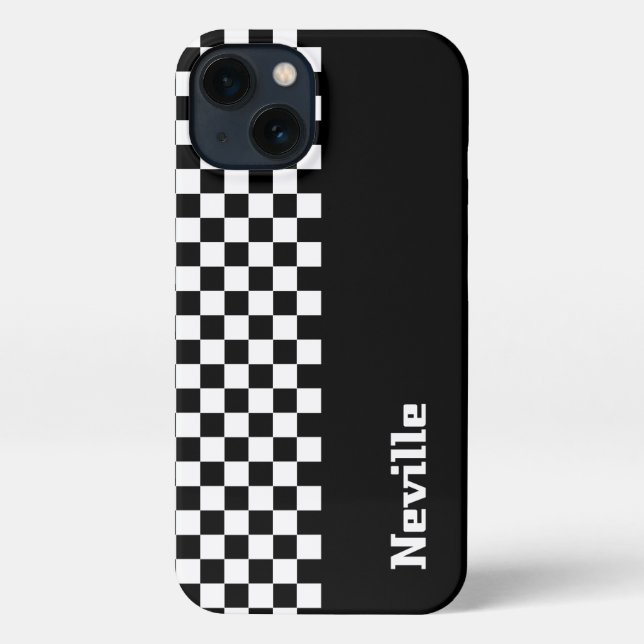 Coque iPhone Personalised Two-Tone Checkerboard (Verso)