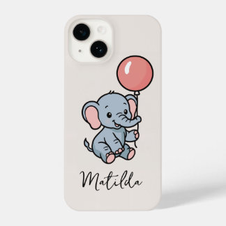 Coque Pour iPhone 14 Personalized Adorable Elephant with Balloon Phone