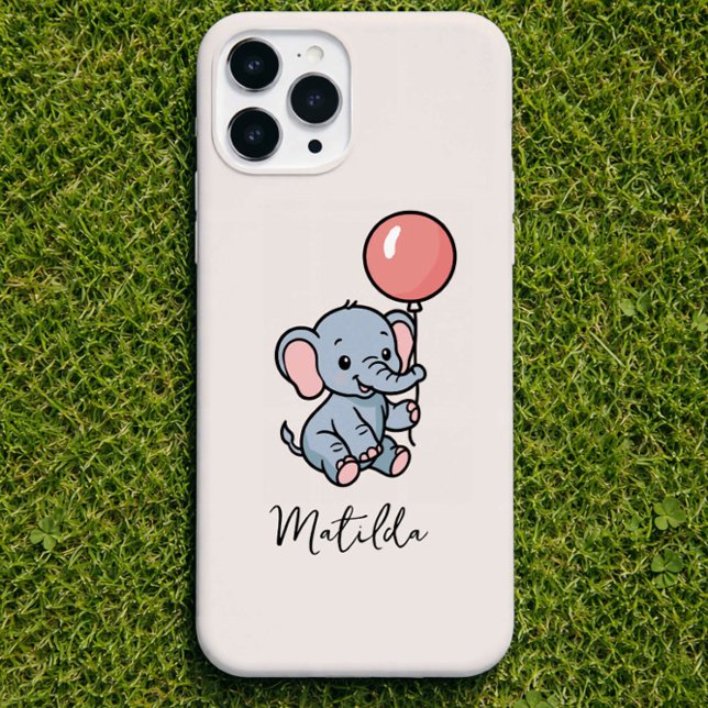 Coque iPhone Personalized Adorable Elephant with Balloon Phone  (Créateur téléchargé)