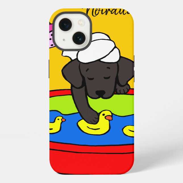 Coque iPhone Personalized Black Labrador Rubber Ducks Case Dark (Verso)
