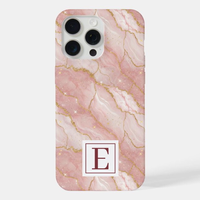 Coque iPhone Personalized Monogram Rose Quartz Gold (Verso)