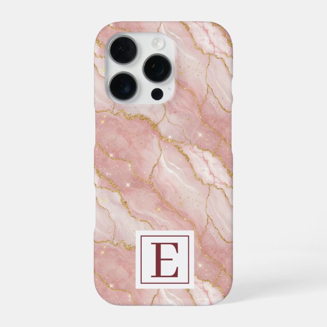 Coque iPhone Personalized Monogram Rose Quartz Gold (Verso)