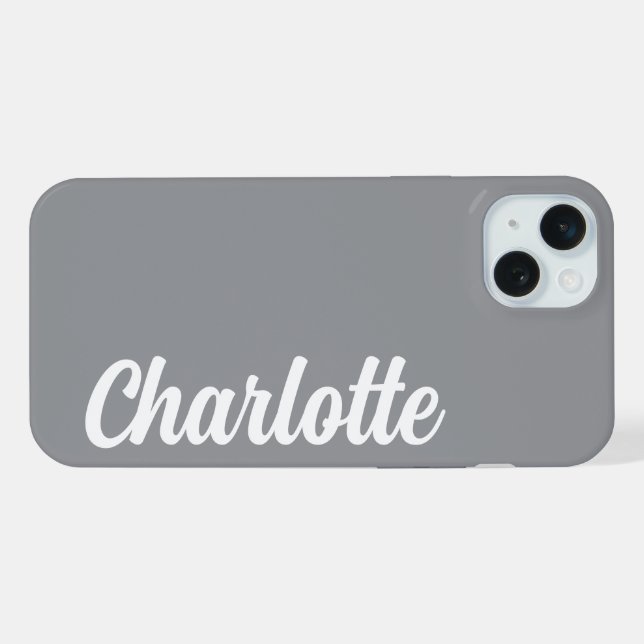 Coque iPhone Personalized Name Stylish Modern Minimal Dark Grey (Verso Horizontal)