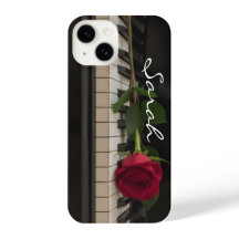 Personalized Piano with a red rose - romantic