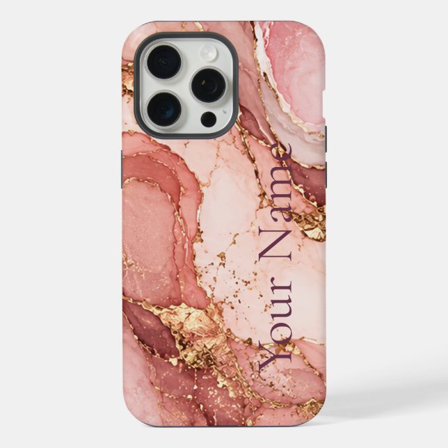 Coque iPhone Personalized Pink Marble Aesthetic Phone Case  (Verso)