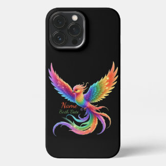 Etui iPhone 13 Pro Max Personalized Rainbow Phoenix Name Birthdate Gift