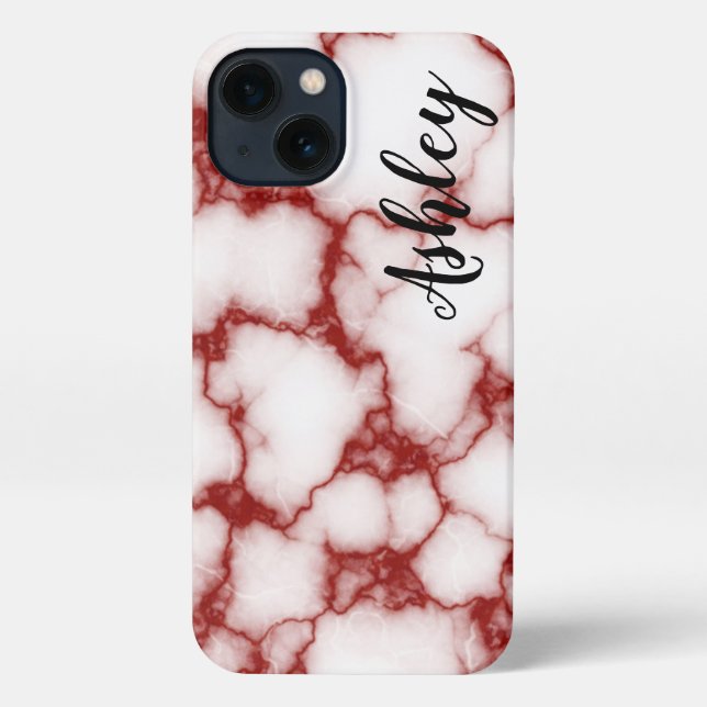 Coque iPhone Personalized red marbled - (Verso)