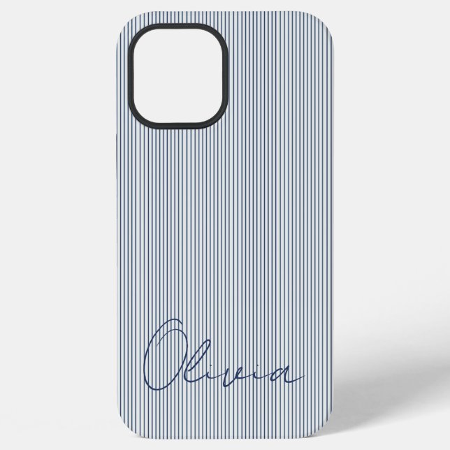 Coque iPhone Personalized Striped Blue Tones Minimalist Chic (Verso)