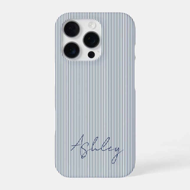 Coque iPhone Personalized Striped Blue Tones Minimalist Chic (Verso)