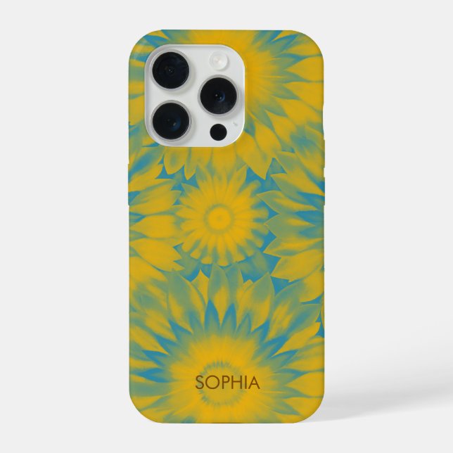 Coque iPhone Personalized Vibrant Sunflower Tie-Dye Art (Verso)