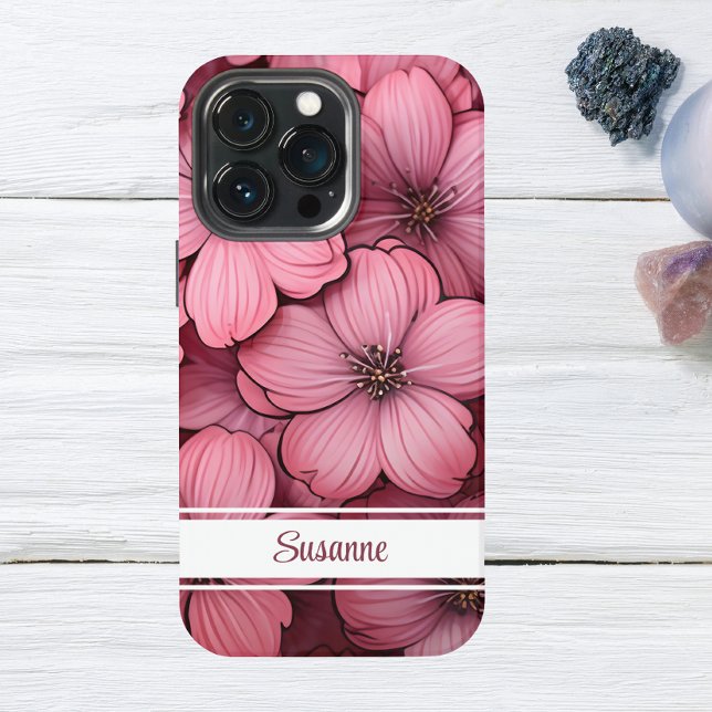 Coque iPhone Personnalisable Pink Blossom Floral iPhone 13 Coqu (Créateur téléchargé)