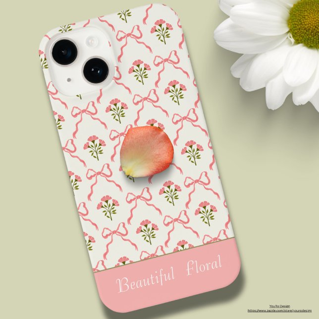 Coque iPhone Personnalisé beau fleuri arrière - plan rose moder (Créateur téléchargé)
