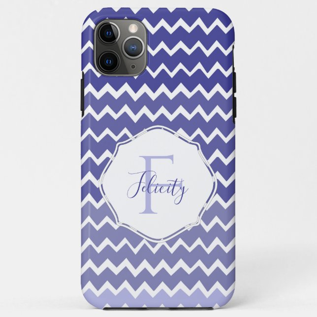 Coque iphone personnalisé Blue Ombre Chevron (Dos)