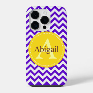 Coque Pour iPhone 14 Plus Personnalisé Chevron Lavande Lilac Jaune