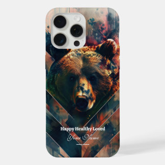 Coque iPhone 15 Pro Max Personnalisé : Étui Ourse Forêt Mystique pour iPho