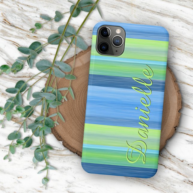 Coque iPhone Personnalisé Fun Été Coloré Chic Stripes Motif (Créateur téléchargé)