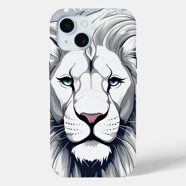 Coque iphone personnalisé, Lion blanc visage desig (Verso)