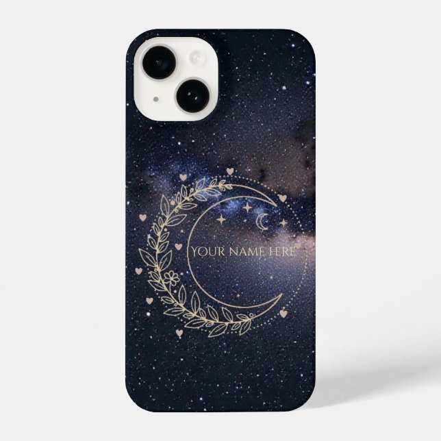 Coque iPhone Personnalisé Lune Mystique et Ciel Étoilé  (Verso)