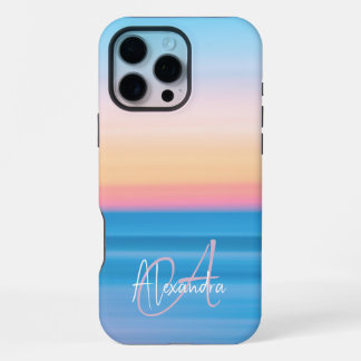 Coque iPhone 16 Pro Max Personnalisé Pastel Océan Coucher de Soleil Fémini