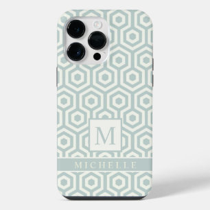 Coque Pour Pour iPhone 14 Pro Max Personnalisé Pastel Pale Bleu Doux Gris Blanc Géom