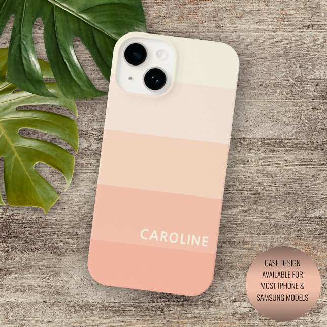 Coque iPhone Personnalisé Pastel Peach Coral Orange Stripes Mot (Créateur téléchargé)