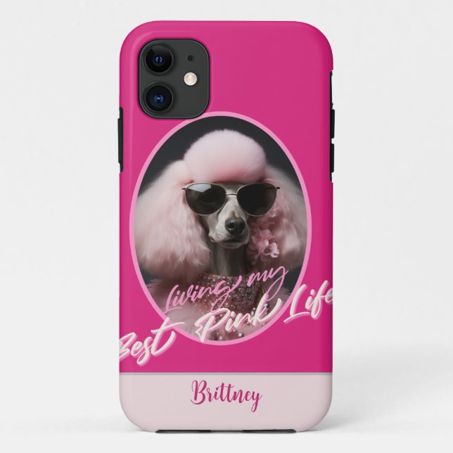 Coque iphone personnalisé Pink Poodle (Dos)