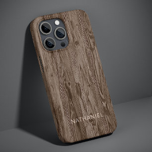 Etui iPhone 13 Pro Personnalisé Rustic Dark Brown Couleur Faux Woodgr