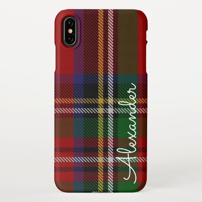 Coque iPhone Personnalisé TARTAN Plaid Nom manuscrit moderne (Dos)
