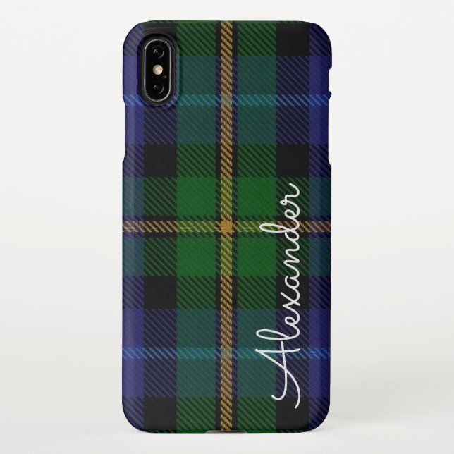 Coque iPhone Personnalisé TARTAN Plaid Nom manuscrit moderne (Dos)