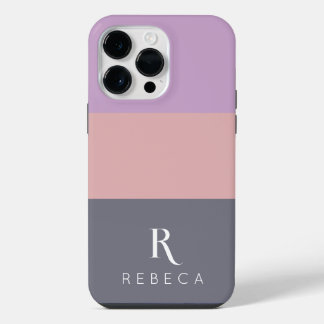 Coque Pour Pour iPhone 14 Pro Max Personnalisé Trois Couleurs Bloc Lila Orange Grey