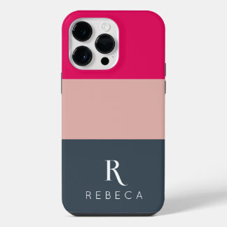 Coque Pour Pour iPhone 14 Pro Max Personnalisé Trois Couleurs Bloc rose pâle Raspber
