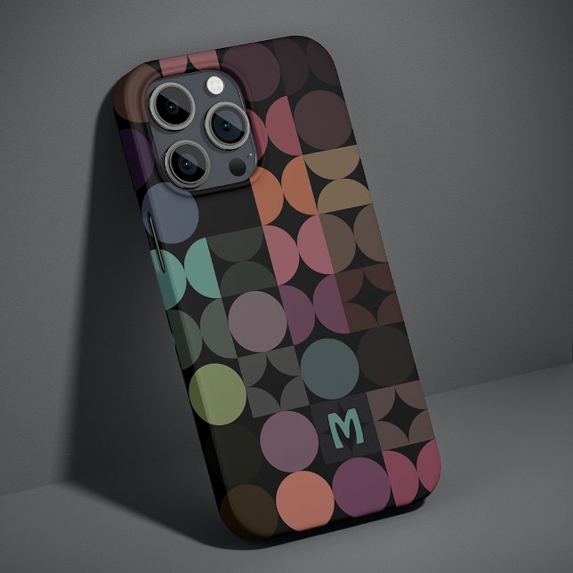 Coque iPhone Personnalisé Turquoise bleu Brown noir rétro Motif (Créateur téléchargé)